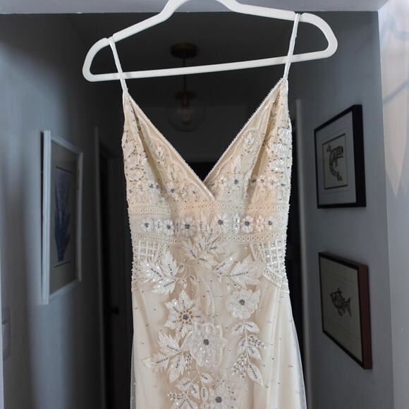 Collette Dinnigan Wedding Gown Small Ivory Beaded Sequin Bridal Dress Y2K VTG - Picture 3 of 16